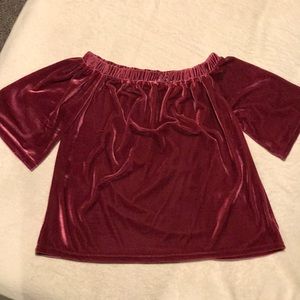 Velvet off the shoulder blouse